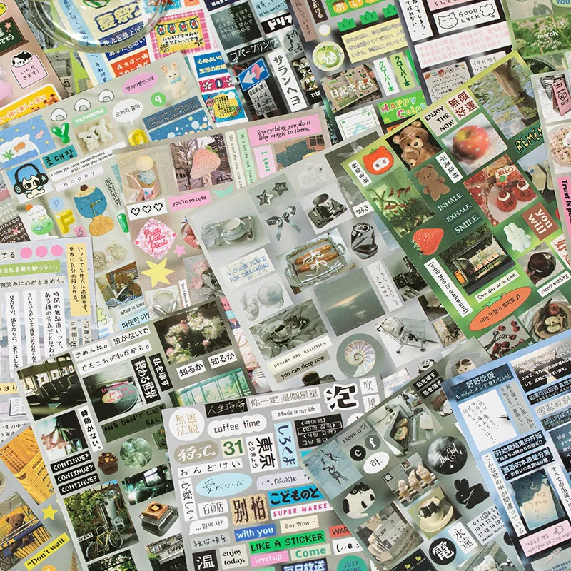 30 sheets/Piece Retro Decorative Sticker Book Kawaii Journal Phone Sticker Kids Gift School Stationery