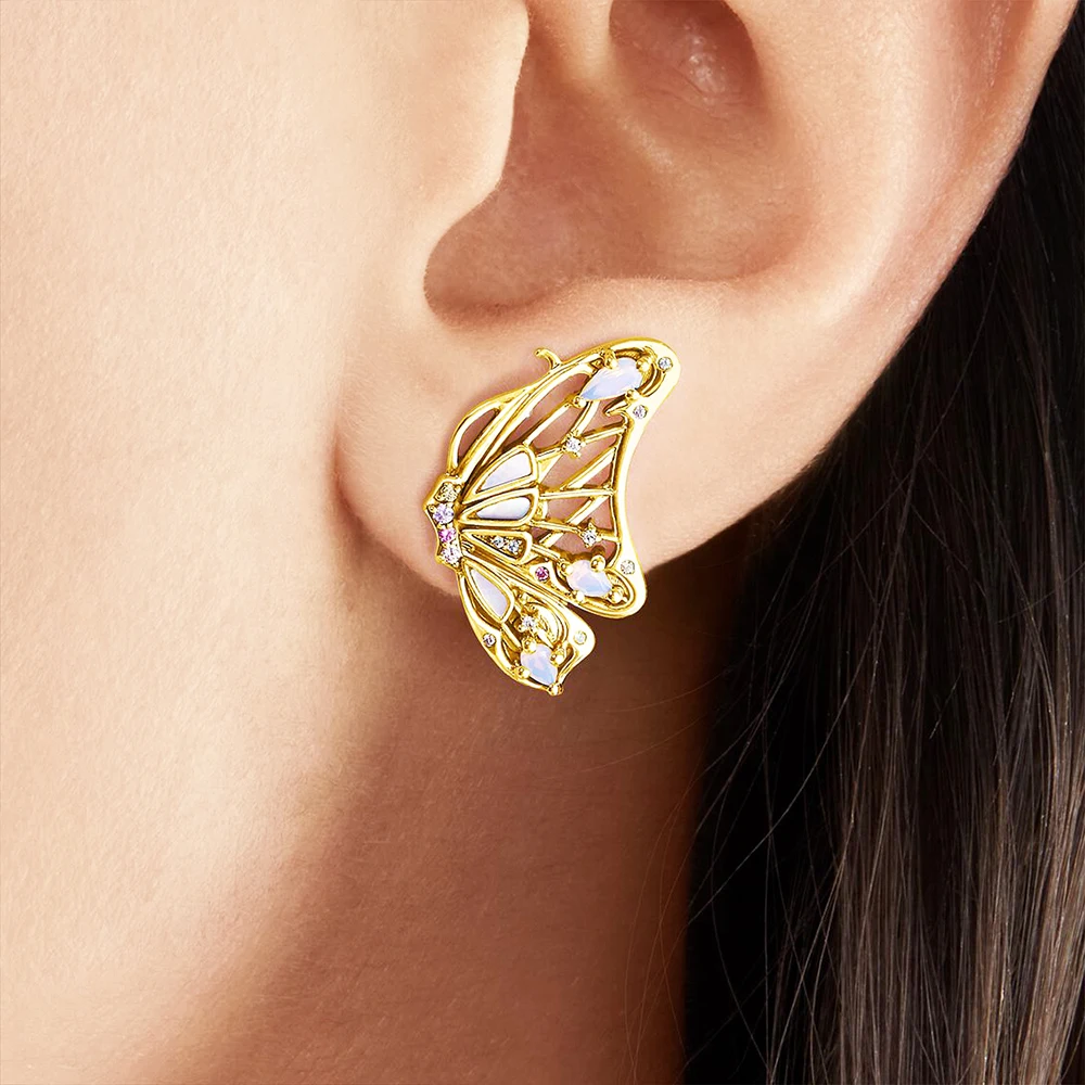 Earrings Butterfly Stylish Gift For Women New Bohemia Fine Jewelry In 925 Sterling Silver