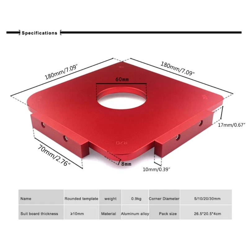 라운드 코너 지그 템플릿 R20 R30 목공 도구 용 목재 라우터 강력한 R 코너 고정밀 라운드 코너