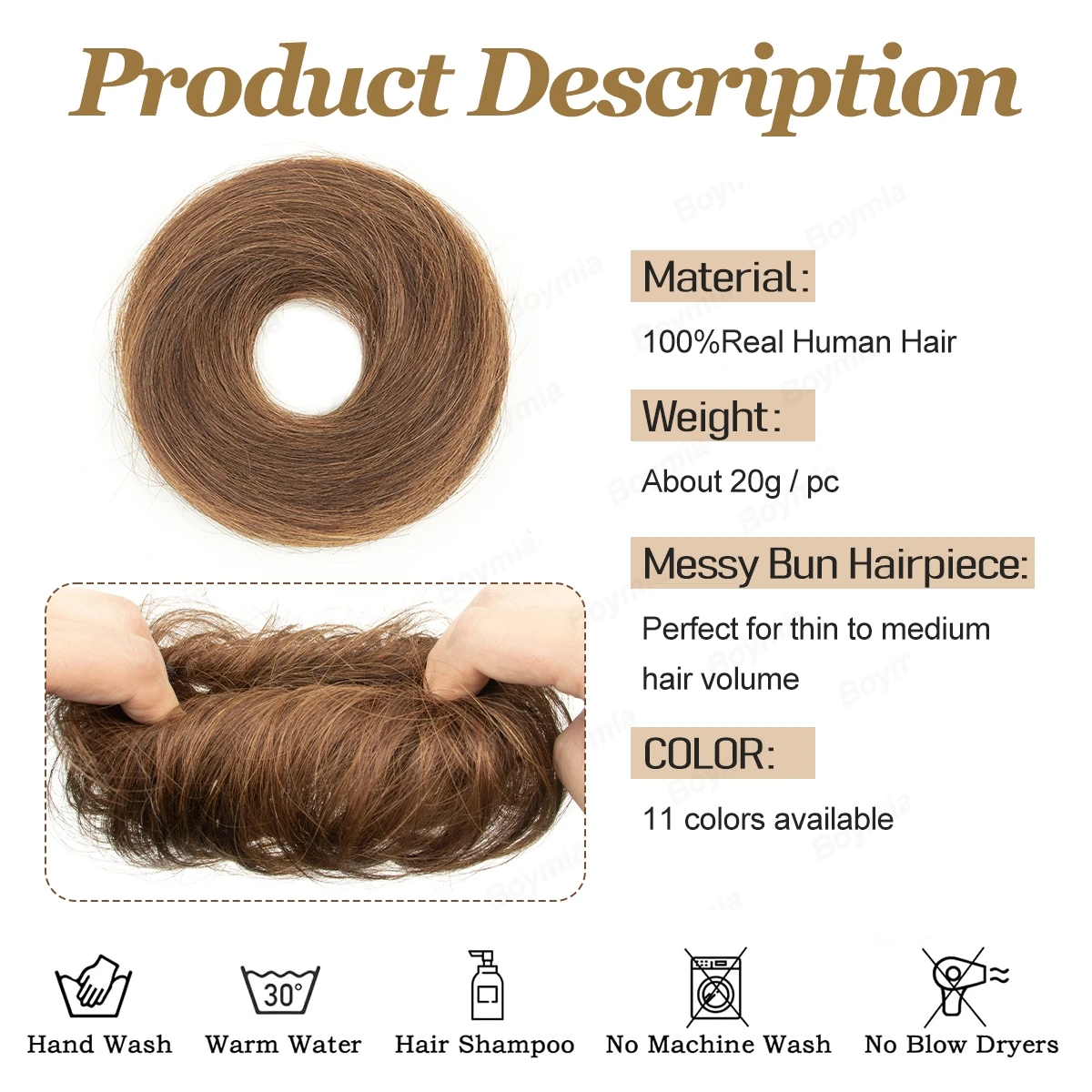 Donut Chignon Hairpiece 100% Human Hair Soft Natural Scrunchie Bun Updo Extensions for Women Daily Comfortable Wear Use