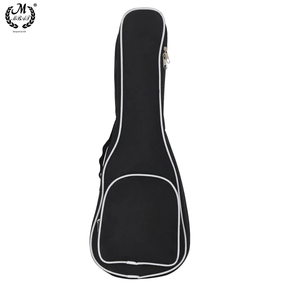 23 Zoll gepolsterte Ukulele Tasche weiß getrimmt schwarz tragbare Hawaii vier Saiten Gitarren koffer verdickt Lagerung Oxford Stoff Rucksack