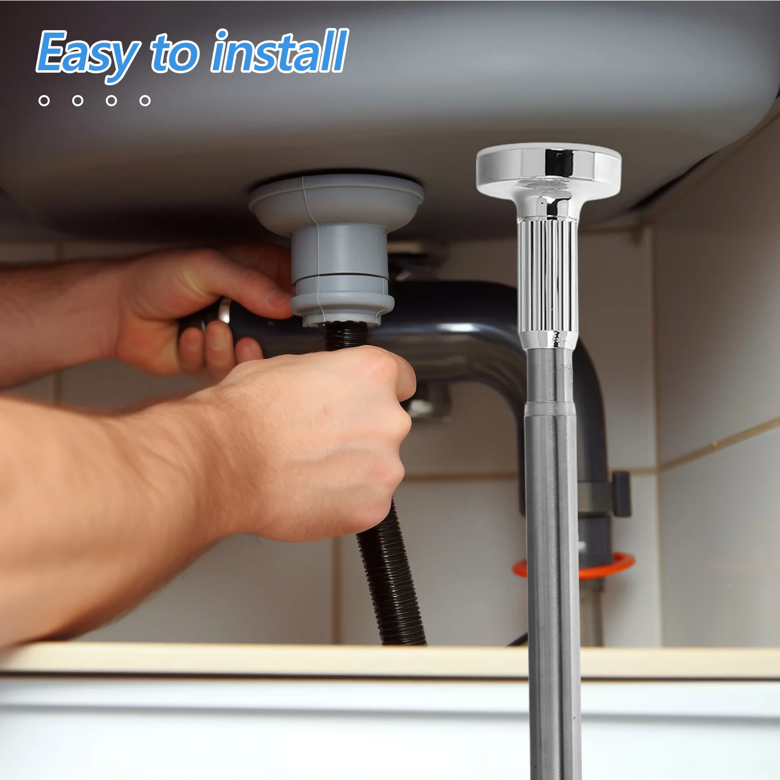 

Stainless Steel Under Sink Bracket Adjustable Telescopic Support Rod For Kitchen Bathroom Sink Mounting Fix