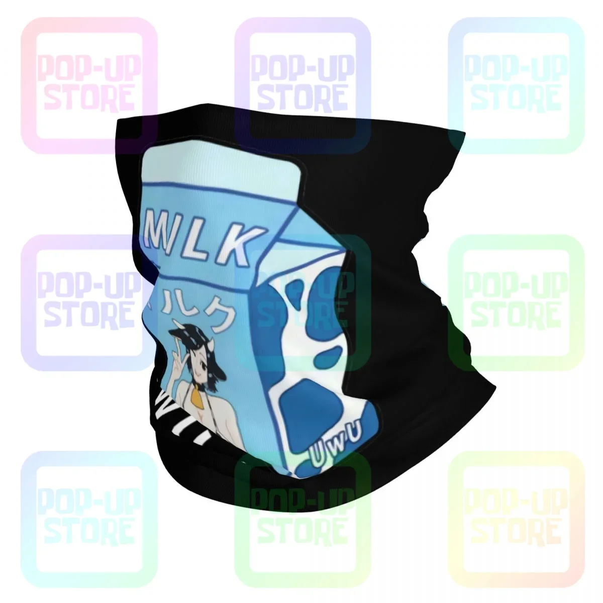 

Uwu Milk Anime Hentai Cow Girl Moo Milk Carton Neck Gaiter Bandana Scarf Face Mask Unisex Running High Quality