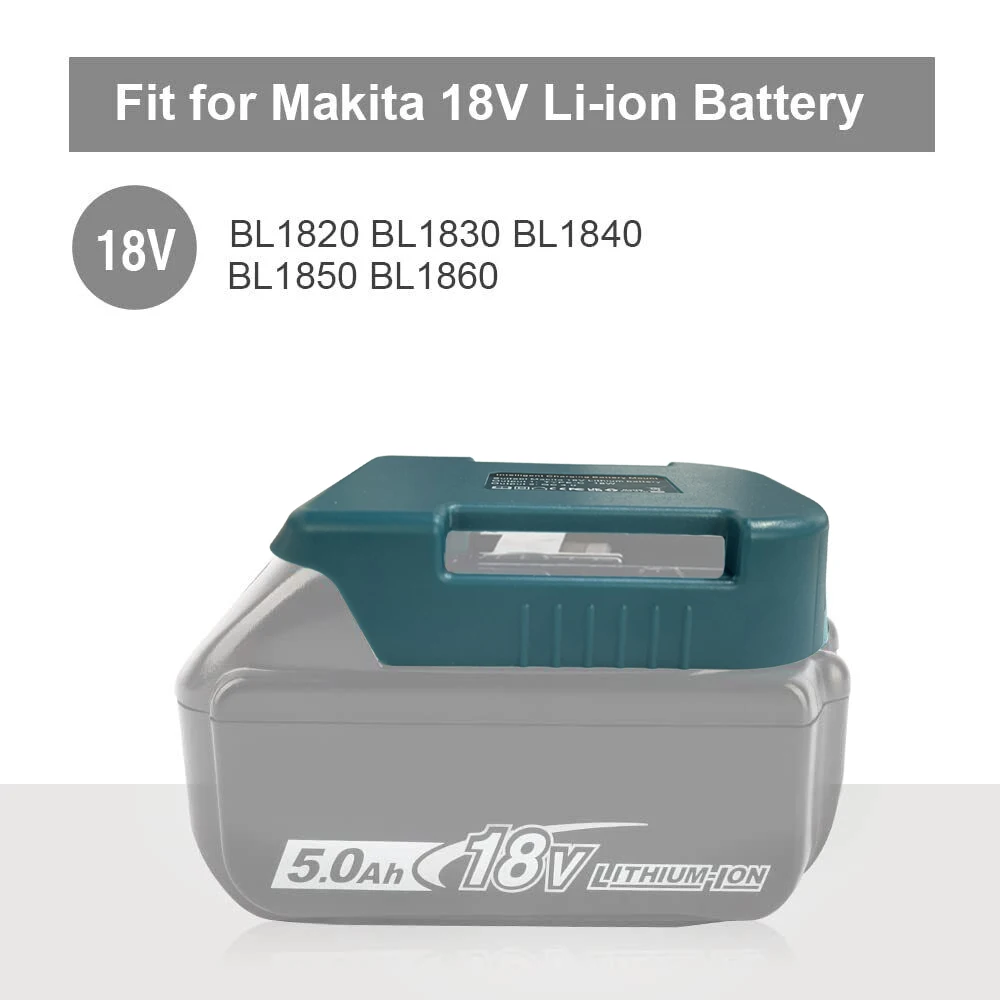 USB-Schnellladeadapter für Makita 18 V Li-Ionen-Akku-Rack-Halter, USB-Typ-C-Ausgang, Schnelllade-Schnittstelle