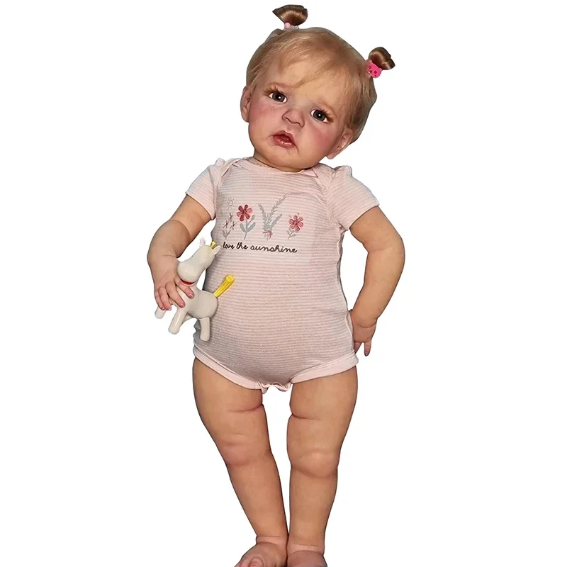 60cm  Newborn Toddler Girl Doll Already Painted Finished Lovely Sandie Lifelike Reborn baby Soft Touch 3D Skin Art Doll