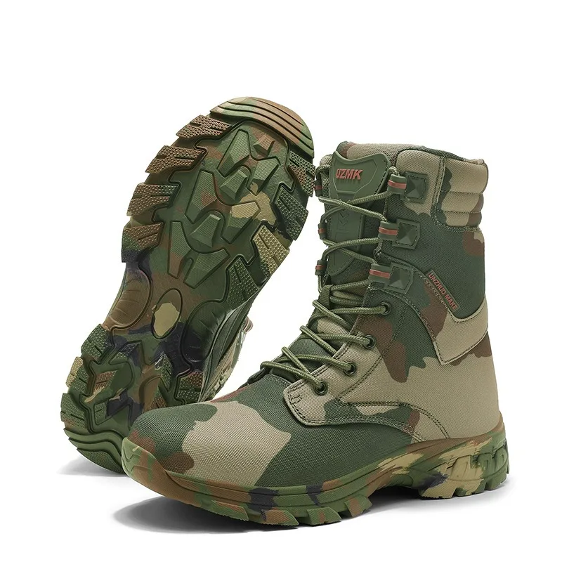 Men Camouflage Boots Fashion High-top Hiking Boots Outdoor Work Safety Shoes for Men Tactical Booties Jungle Training Boot Botas