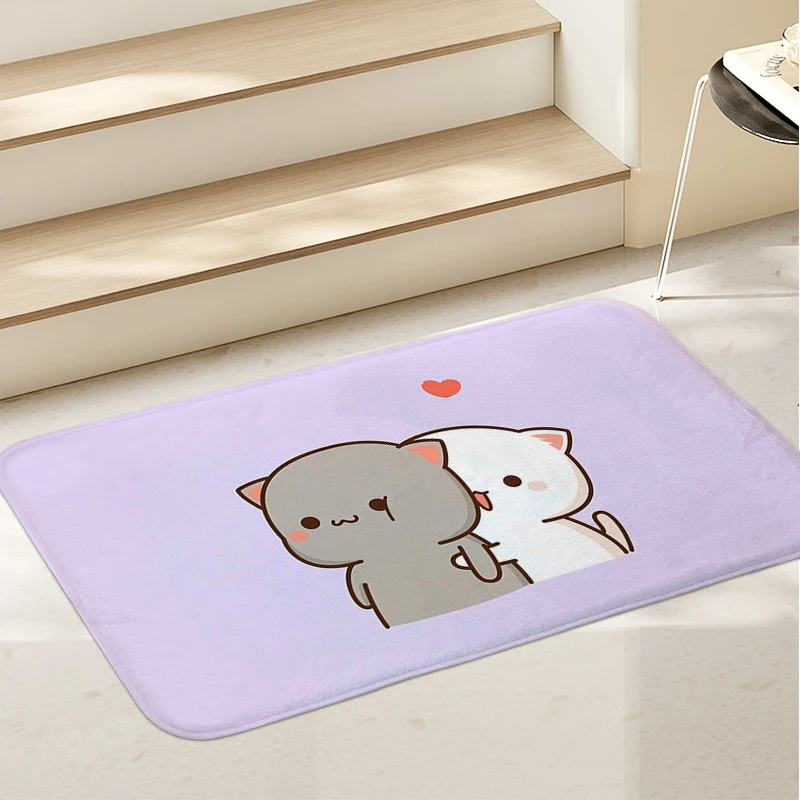 Carpet for Children's Room P-Peach Mochi Cat, Cute Rug for Kids Bedroom, Soft Doormat Entrance Door, Hallway Veranda Foot Mat