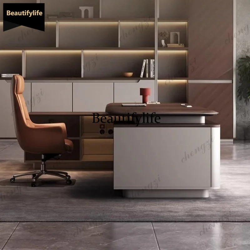 D80 Simple modern luxury with LED light office desks and workstations Computer desk room table Writing study tables furniture