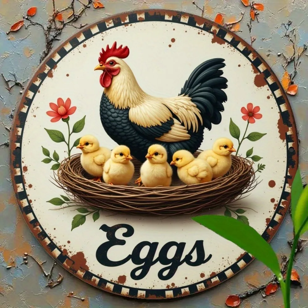 

Rustic Hen and Chick Metal Wall Art,Easy to Install, Perfect for Bedroom, Kitchen, Cafe, or Garage Decor,Perfect for Room Decor