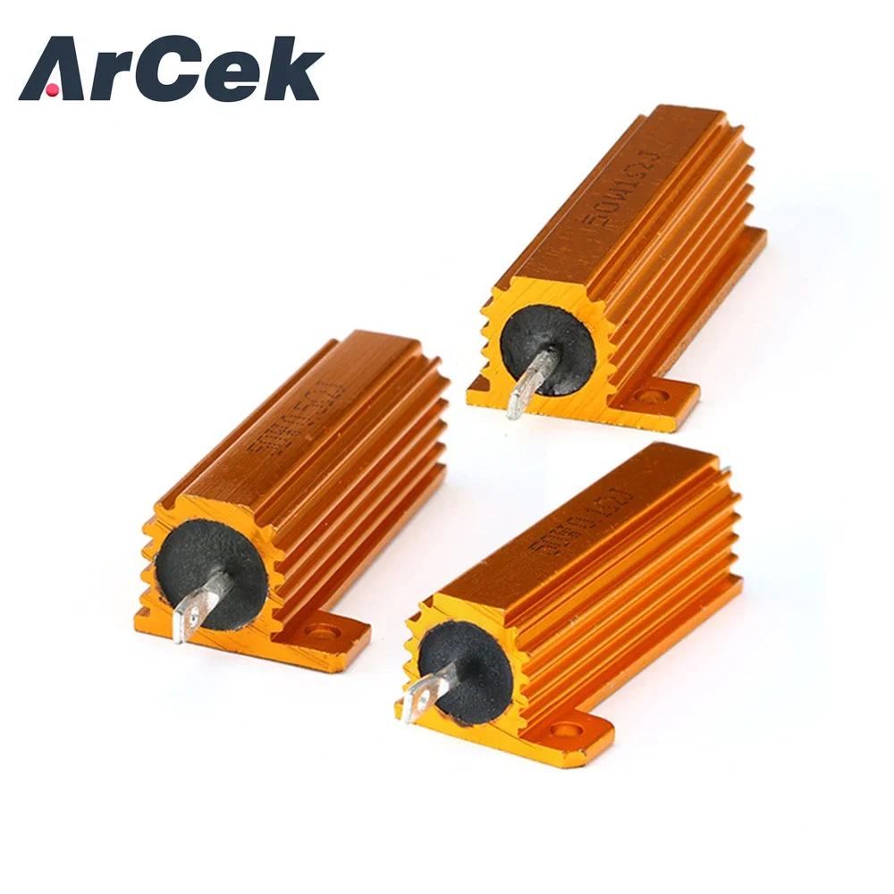 RX24 50W Watt Power Cooling Metal Shell Aluminium Gold Resistor 1K 500R 300R 200R 150R 100R 12R 10R 8R 6R 5R 4R 2R 1R 0.5R 0.1R