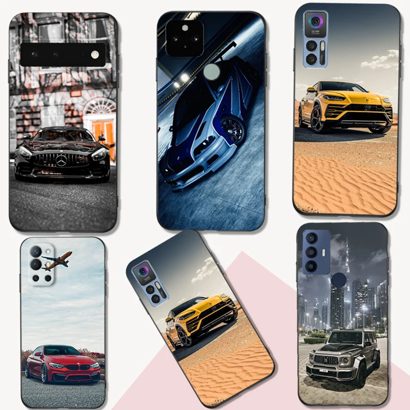 Black Tpu Case For TCL phone 30 plus 303 30XE 30V 30SE E 306 305 Performance Sports Car