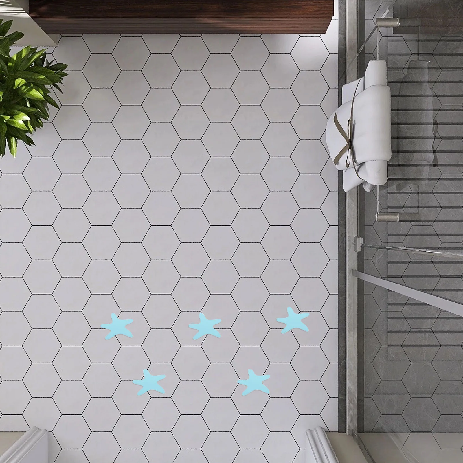 

14 Pcs Non Bath Tub Stickers Anti Bathtub Grip Floor Adhesive Star Design Kids Bathroom Decor Wear resistant Safety
