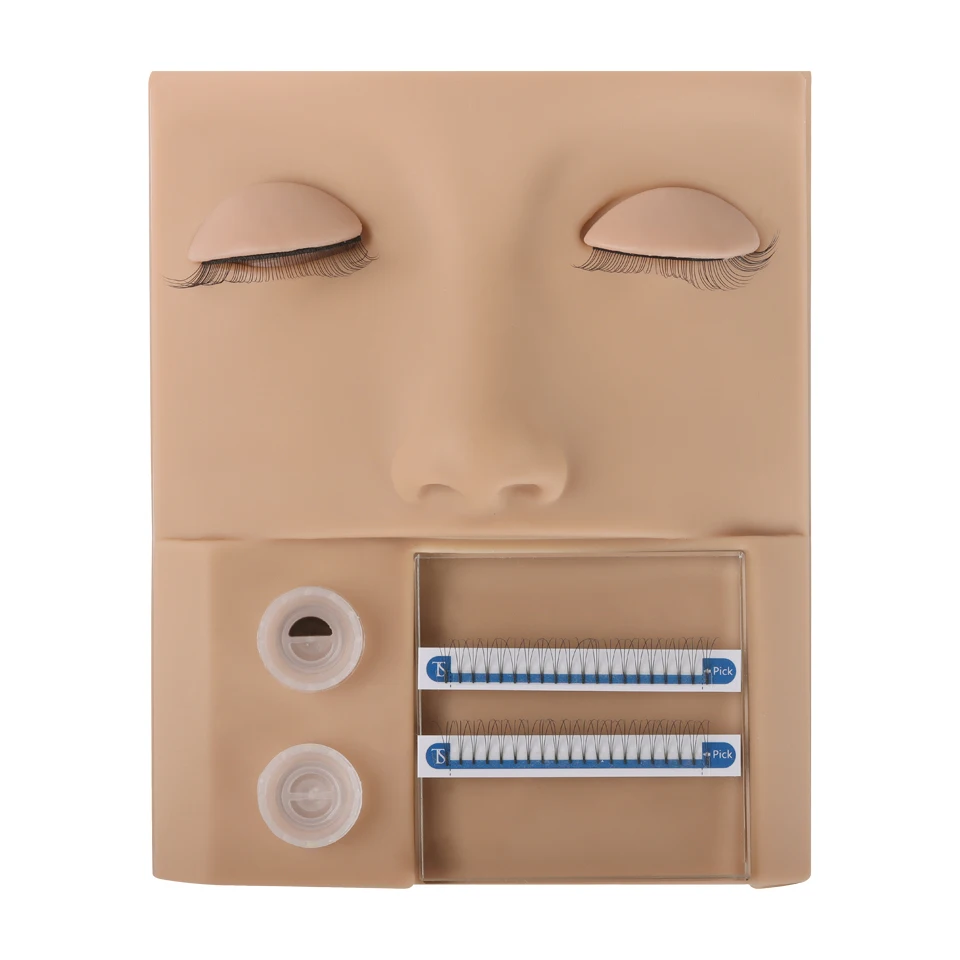 Professionelle Wimpern Mannequin Silikon Gesicht Wimpern Verlängerung Training Kit mit Ersatz Augenlider Wimpern Praxis Kopf Make-Up