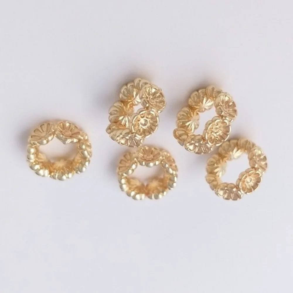 

Copper Beads 14K Gold Color Small Wreath Large Hole Bead Rim Running Ring DIY Bracelet Necklace Accessories Handmade Materials