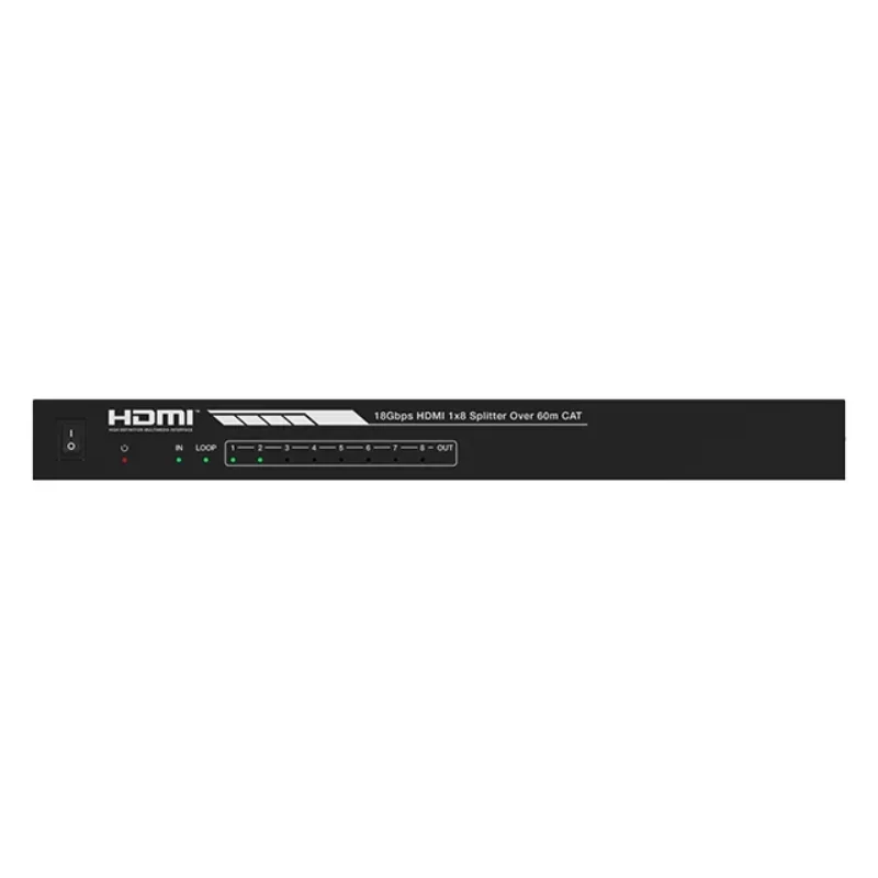 مقسم HDMI 1 في 8 خارج 3D 18 جيجابت في الثانية 1x8 HDMI عبر موسع CAT 60 مترًا