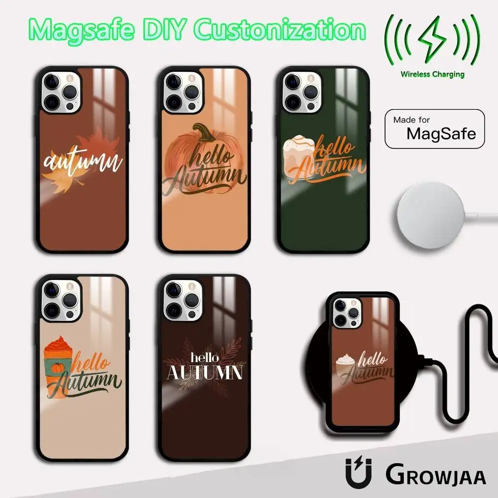 

Hello Autumn Retro Phone Case For IPhone 16 15 14 13 12 11 Pro Max Plus Mini Magsafe Mirror Wireless Magnetic Funda