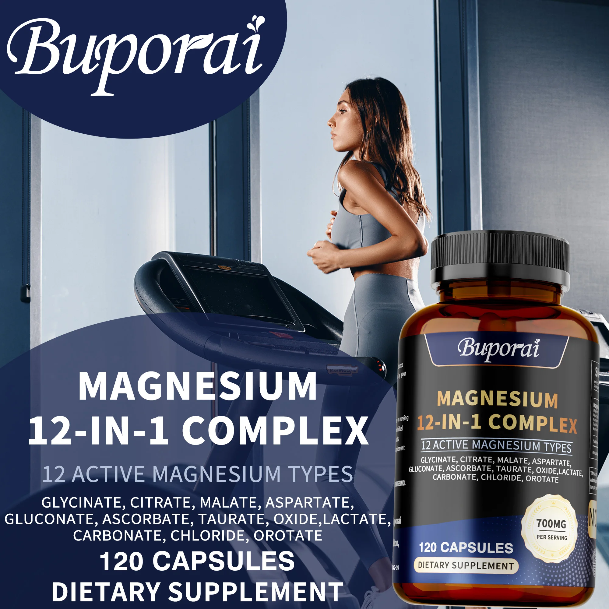 

Magnesium Complex - Promotes Muscle Growth and Nerve Health, Strengthens Bones, Boosts Immunity, Improve Sleep Quality