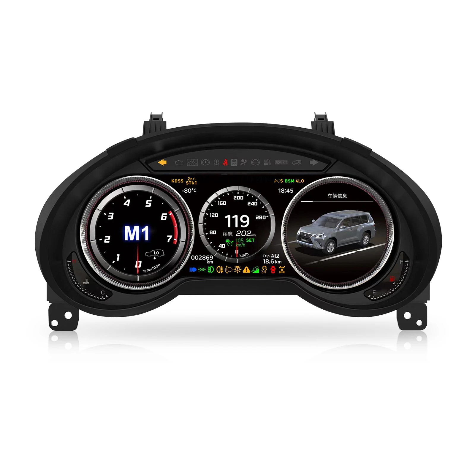 

12.3 Inch Auto Instrument LCD Digital Dashboard Display Cluster Virtual Cockpit for GX460 GX400 2009 2020