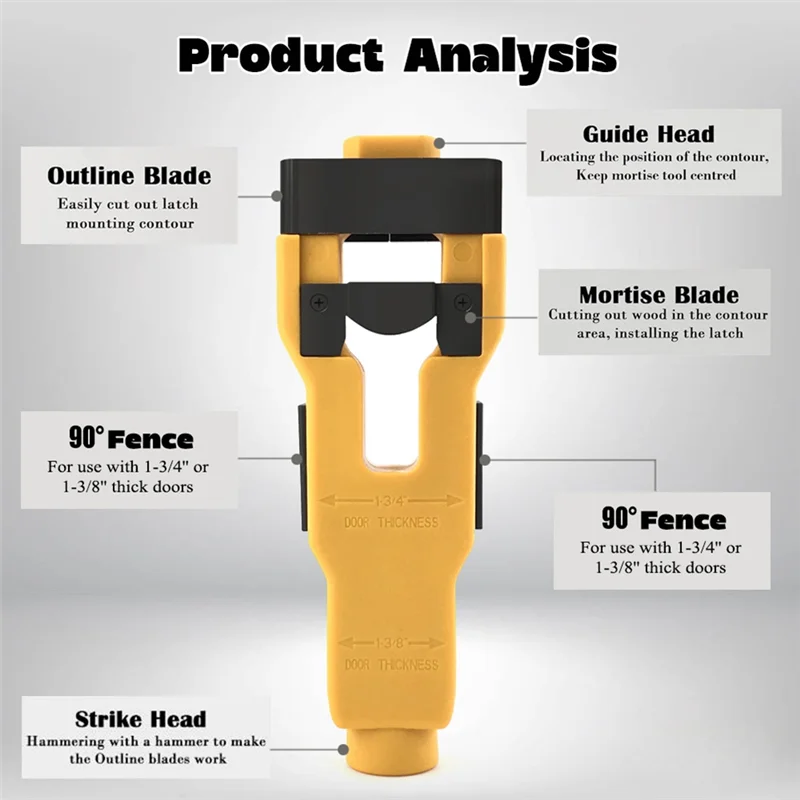 【عناصر رائجة البيع】فتاحة ثقب قفل الكرة + أداة نقر مزلاج الباب طقم تركيب قفل الباب لـ 1-3/4 بوصة أو 1-3/8 بوصة باب سميك Wo