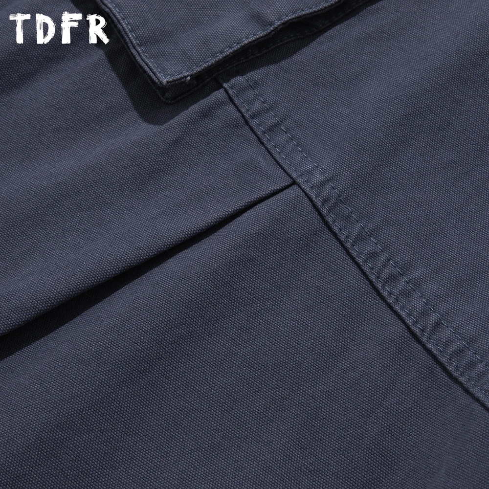 Multi-Pocket Pleated Cargo Pants Mens Spliced Solid Color  Safari Style Retro Baggy Wide Leg Elastic Waist Trousers Man