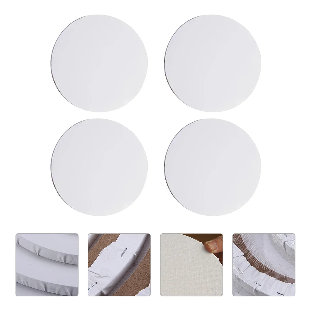 4 قطعة النفط فارغة النفط اللوحة قماش قماش لوحات خشبية مستديرة المهنية امتدت سميكة القطن Diy بها بنفسك الفن الحرفية ديكور