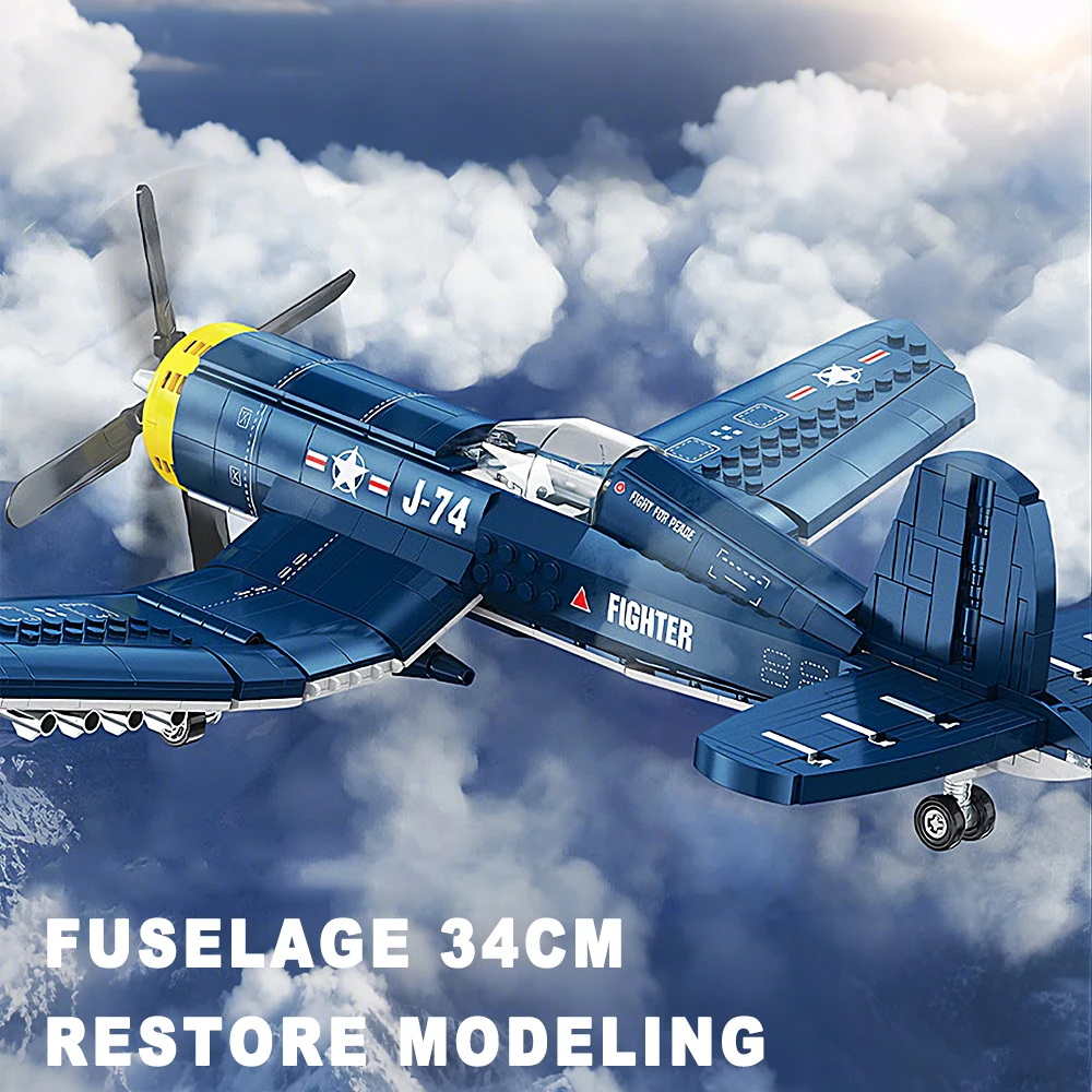 

Модель пиратского истребителя F4U, строительные блоки, военный пиратский самолет, классические кирпичики, игрушки для сборки, подарок для декора комнаты