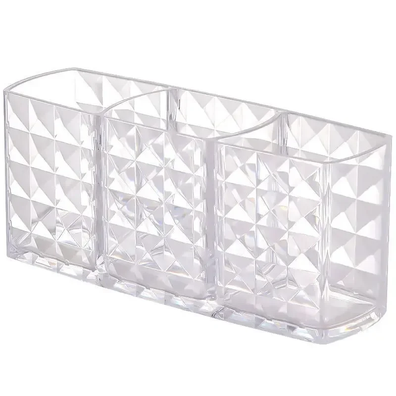 1PC Diamond Patterned Mirror Cabinet Storage Box Clear Acrylic Makeup Brush Holder Desk Cosmetic Organiser Lipstick Storage Rack