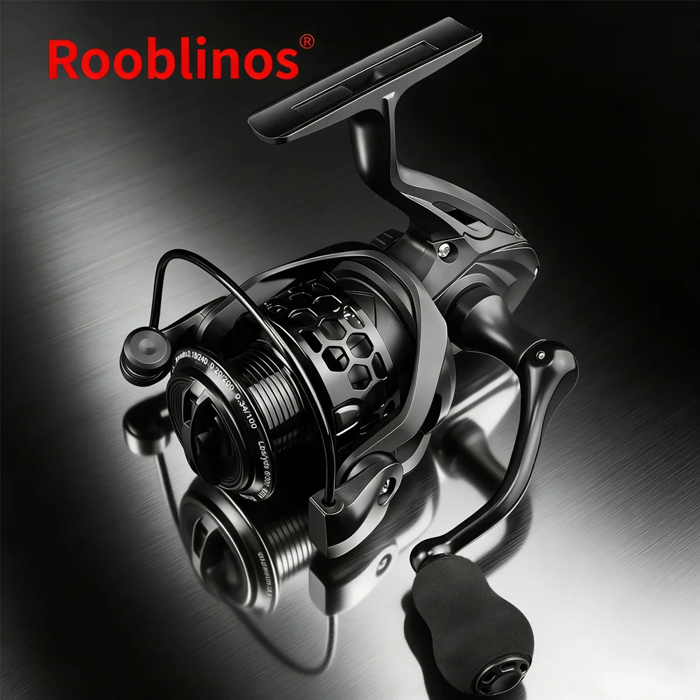 ROOBLINOS GTA Moulinet de pêche spinning à haute vitesse, rapport de transmission élevé, bobine en aluminium, léger, ultra-silencieux avec bobine libre
