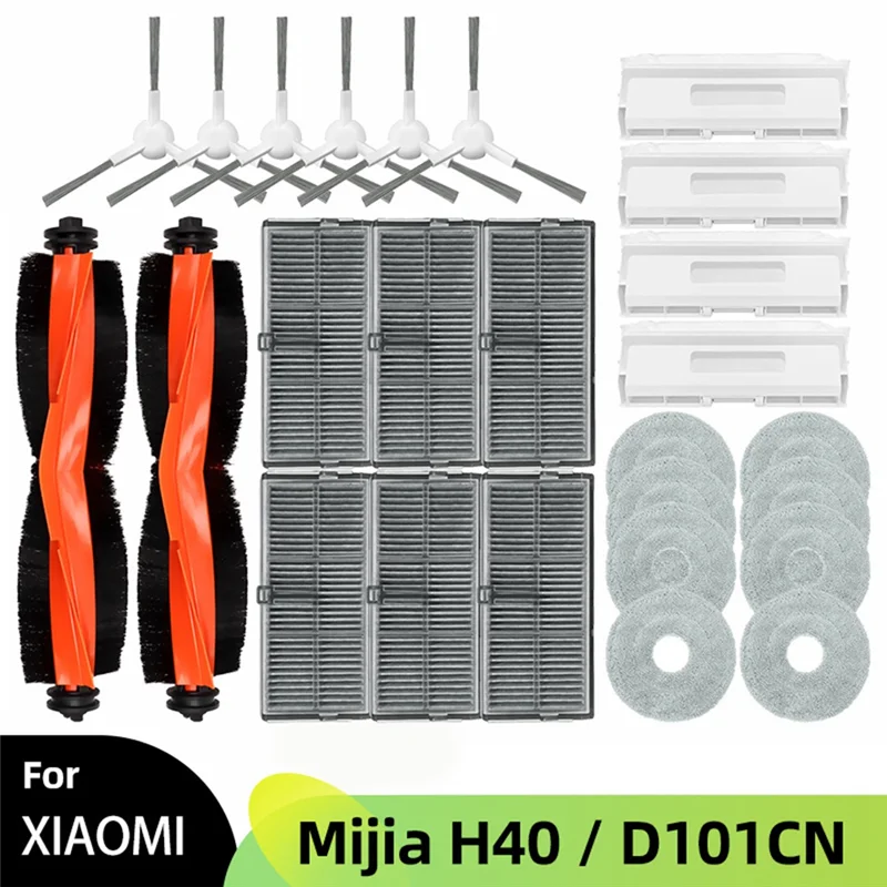 

26 шт. для Xiaomi Mijia H40/D101CN робот-пылесос, аксессуары для пылесоса, основная боковая щетка, фильтр Hepa, салфетки для протирания, мешок для пыли-A68E