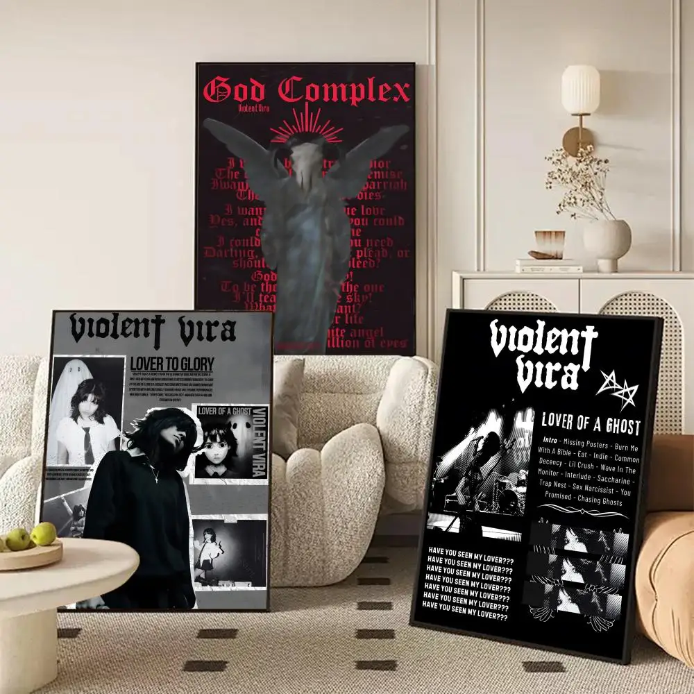 Singer V-VIOLENT V-VIRA Poster Waterproof Self-Stick Wall Art Stickers, Removable Wall Decor for Living Room and Bedroom