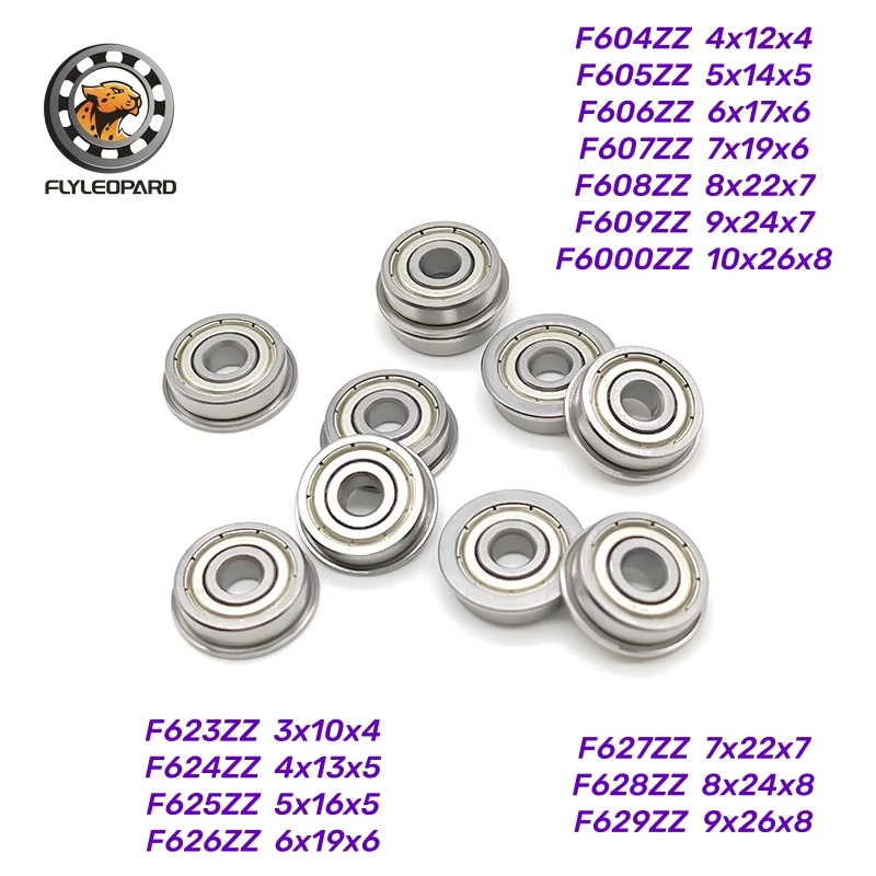 

10pcs Flange Ball Bearing F623ZZ F624ZZ F625ZZ F626ZZ F627ZZ F628ZZ F629ZZ F604ZZ F605ZZ Metal Shielded ABEC-7 Flanged Bearings