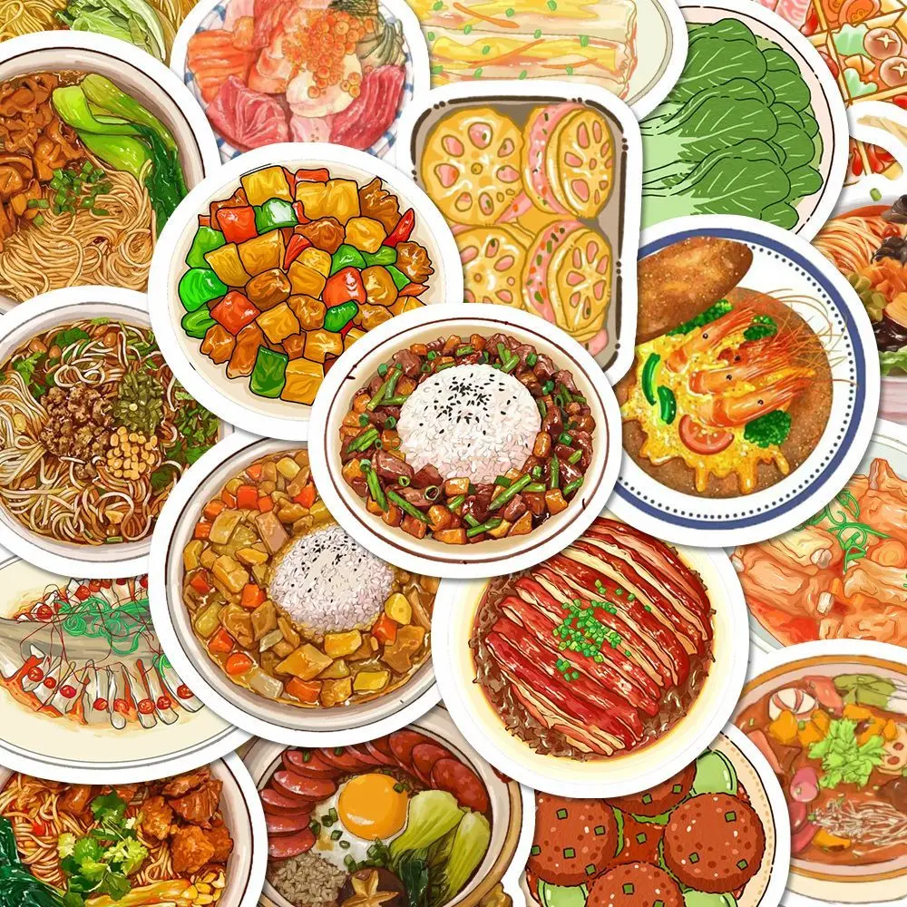 10/30/50Pcs Chinese delicate order menu  cartoon healthy recipe ledger stickers