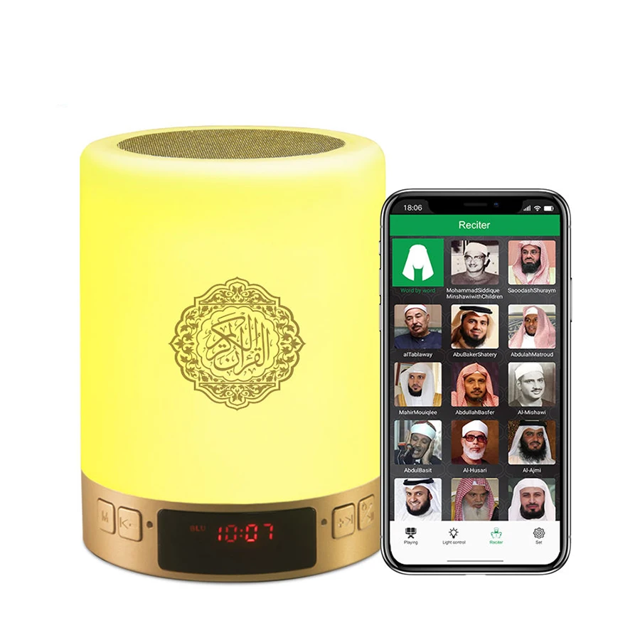 Arabic Quran Speaker Smart APP Control Wireless Bluetooth Seven Color Light Five Prayer Azan Time Quran Players