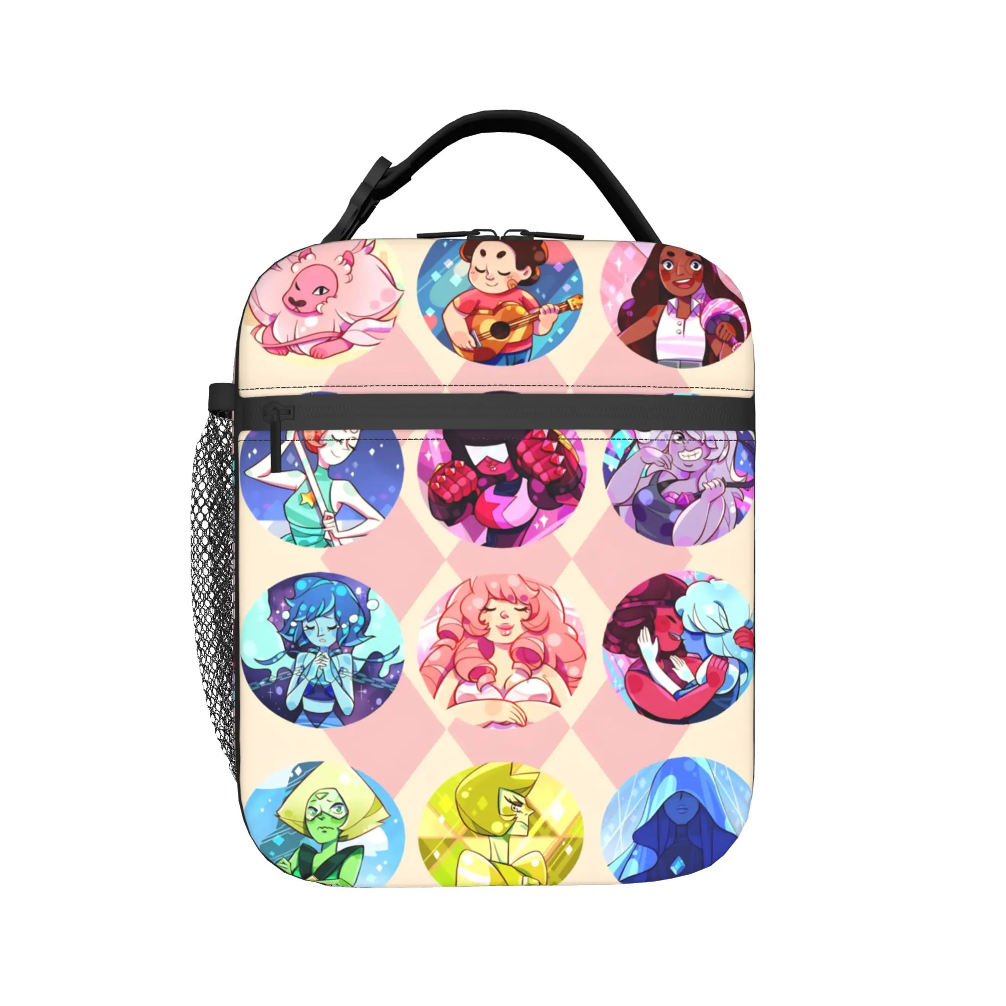 Crystal Gems Steven Universe  Lunch Bag Cute School Lunch Box Print Portable Zipper Cooler Bag