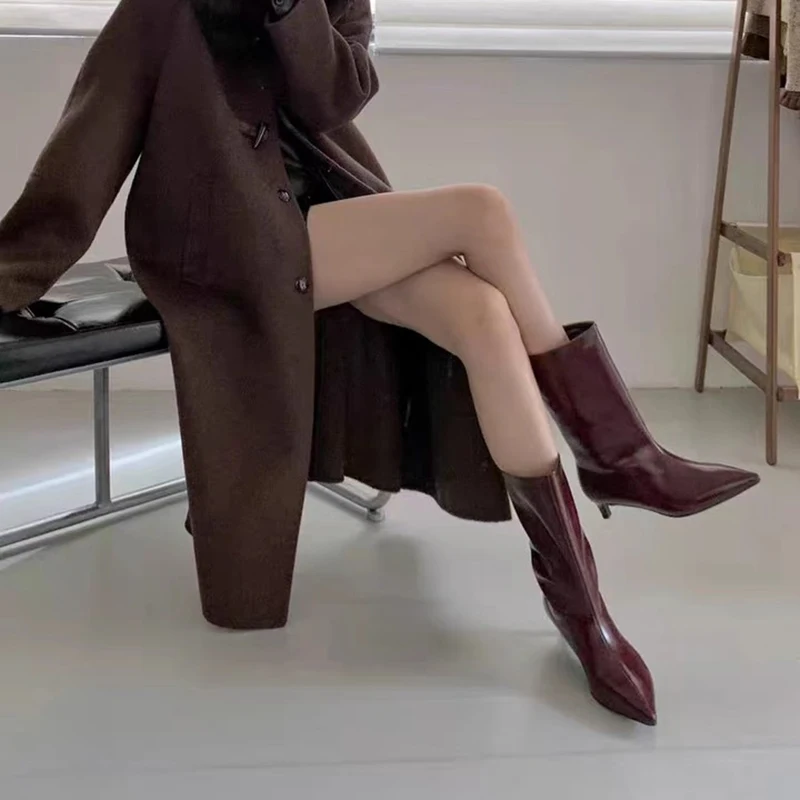 

New Retro Western Boots Women Slip-On Knight Boots Women Wedges Boots Short Boots For Women Ankle Boots Women Botines Mujer