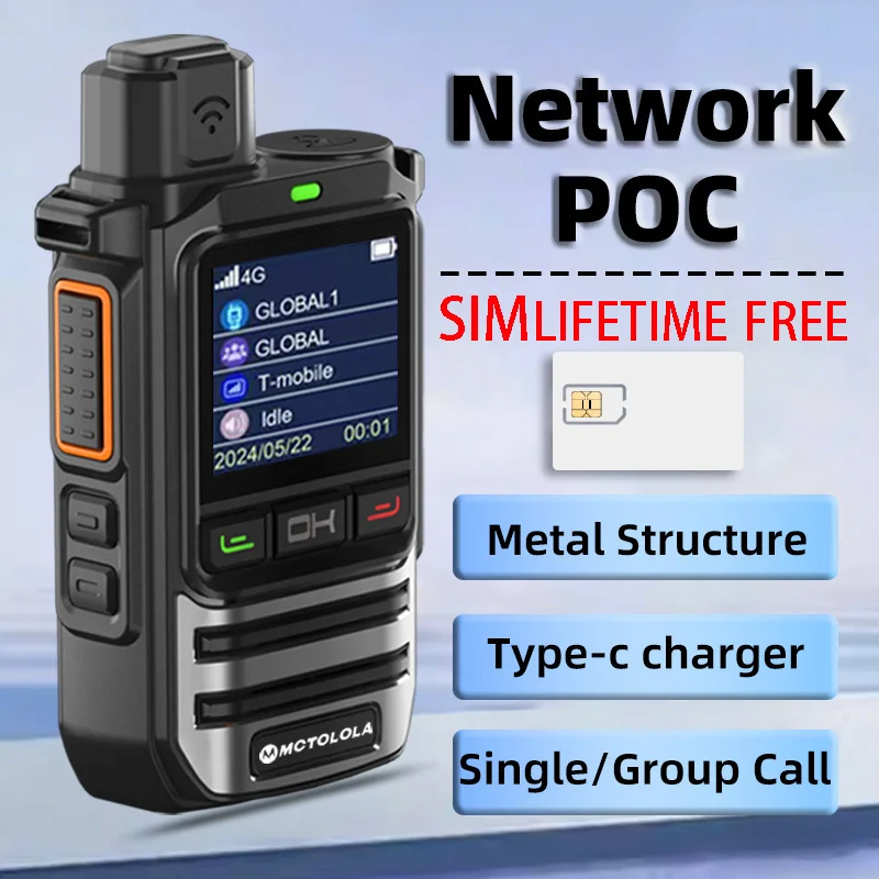 MOTOLOLA SIM Lifetime Free 4G POC Global Intercom for 5000 Kilometers Coverage for Hiking and Camping