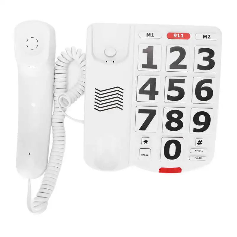 Big Button Landline Telephone Desktop Fixed Wired Phone with Loud Ringtone Number Memory Function Suitable for the elderly