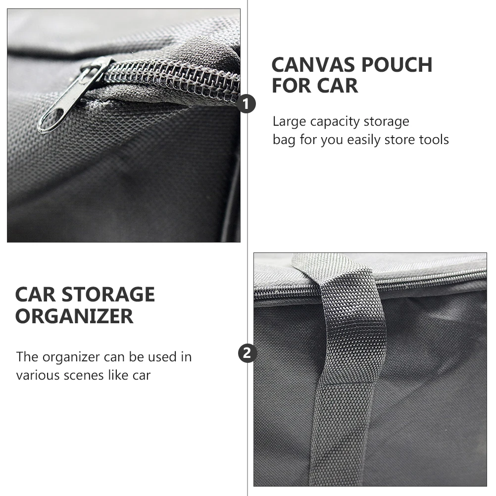 

Car Storage Organizer Foldable Canvas Bag Large Capacity For Tools Sundries Trunk Pouch Vehicle Handheld Container