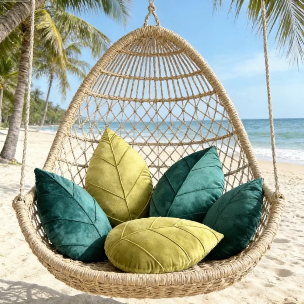 Blattförmige Geschenk-Dekokissen Grüne Dekorationen Nordischer Stil Minimalistisches Sofa-Kopfteil-Kissen Minimalistisches Wohnzimmer-Ornament – Detail 2