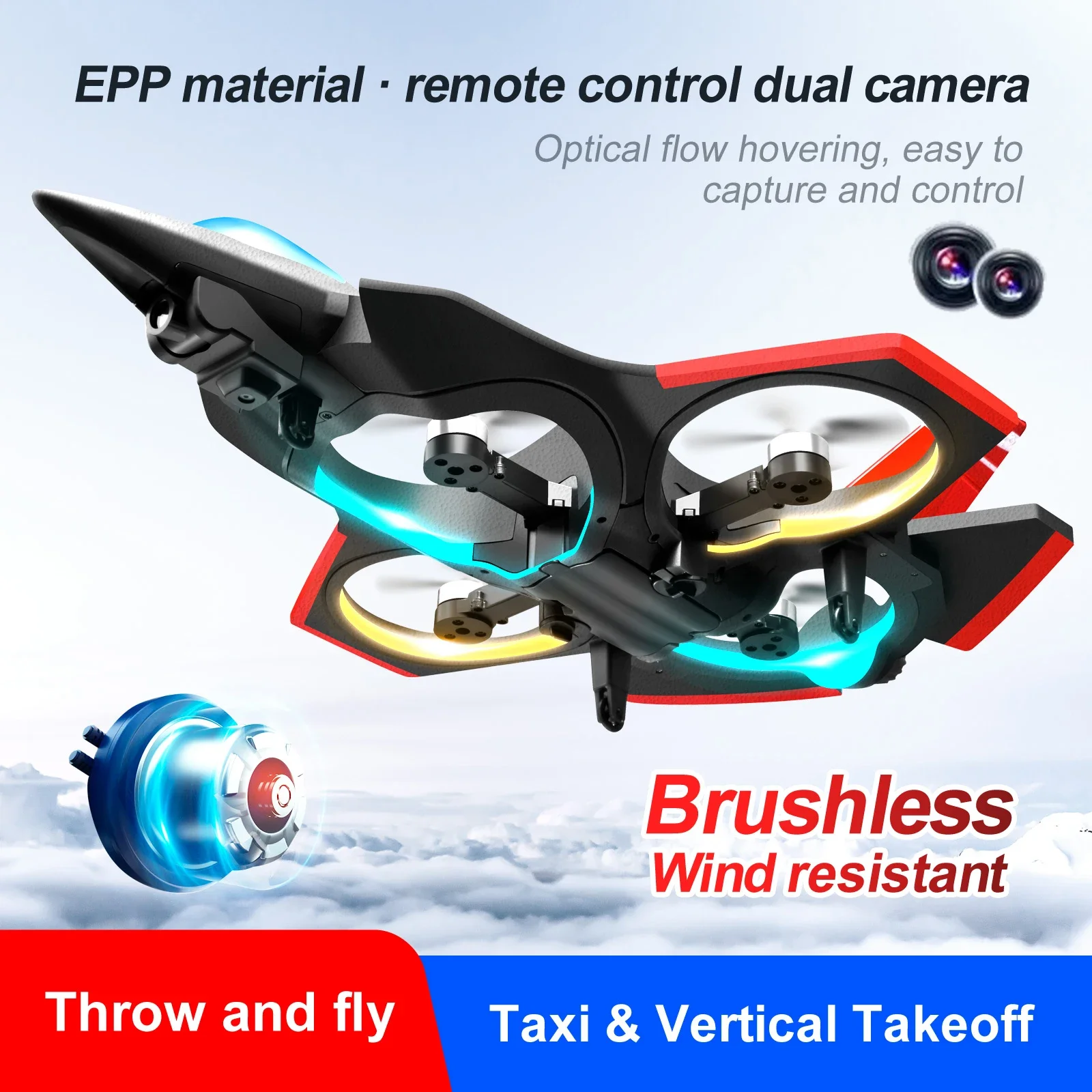 RC Foam Drone with Double HD Camera Glider Remote Control  Aircraft Plane Fighter Brushless Motor Glider Airplane EPP Foam Drone