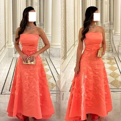 Customized Jiayigong High Quality  Matching Exquisite Formal Ocassion Gown Strapless Ball  Tassel Anke Length Charmeuse