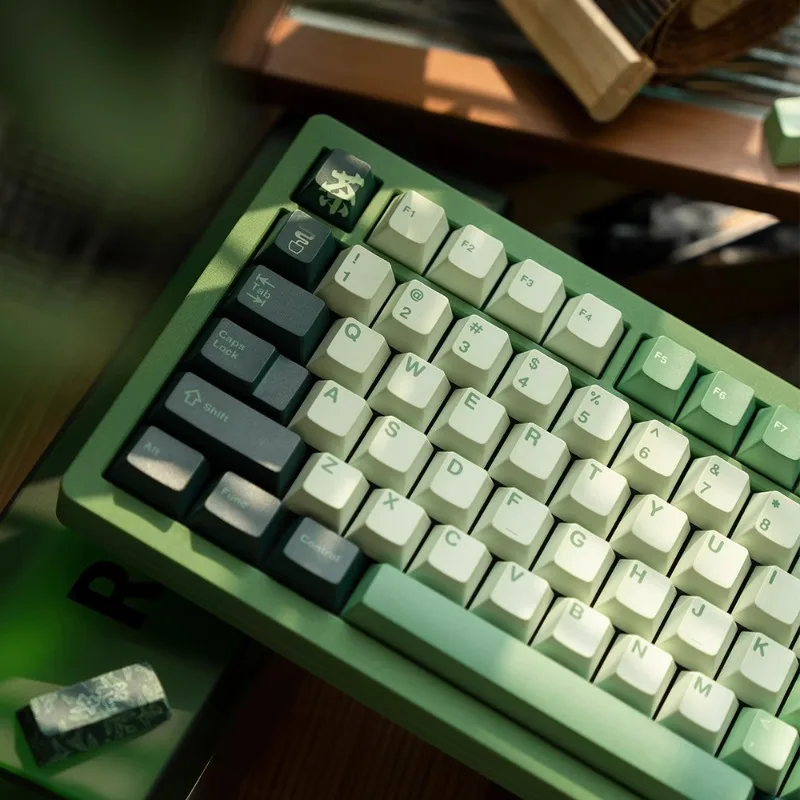 FBB asli Longjing hijau Keycap Set 145 kunci Cherry profil PBT pewarna sublimasi periferal Keycaps untuk keyboard mekanik