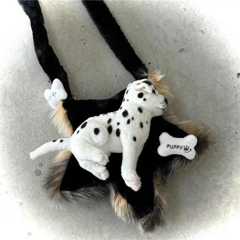 

Fluffy Bag Women Autumn Winter Fashion Casual 5 Star Dog Hairball Shoulder Bag Pures and Bags Crossbody Girls Bags