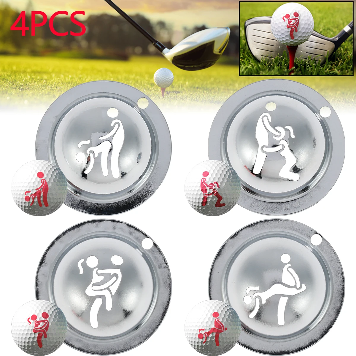 4 قطعة الإبداعية مضحك كرة جولف ماركر الاستنسل الفولاذ المقاوم للصدأ كرة جولف ماركر أداة مخصصة DIY بها بنفسك اكسسوارات لوازم الغولف