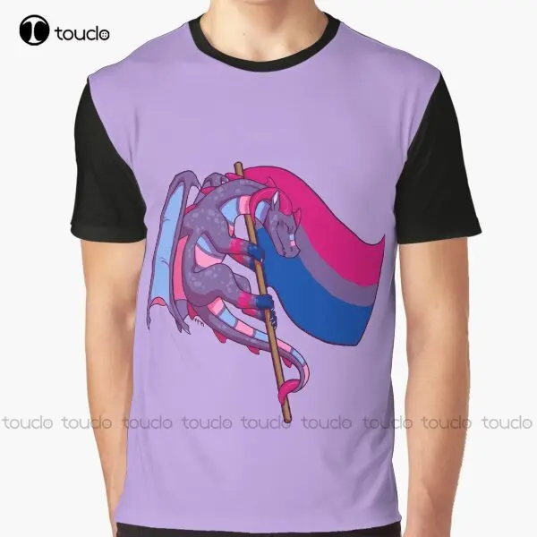 Bisexual Pride Flag Dragon (3Rd Edition) Graphic T-Shirt Custom Aldult Teen Unisex Digital Printing Tee Shirts Christmas Gift