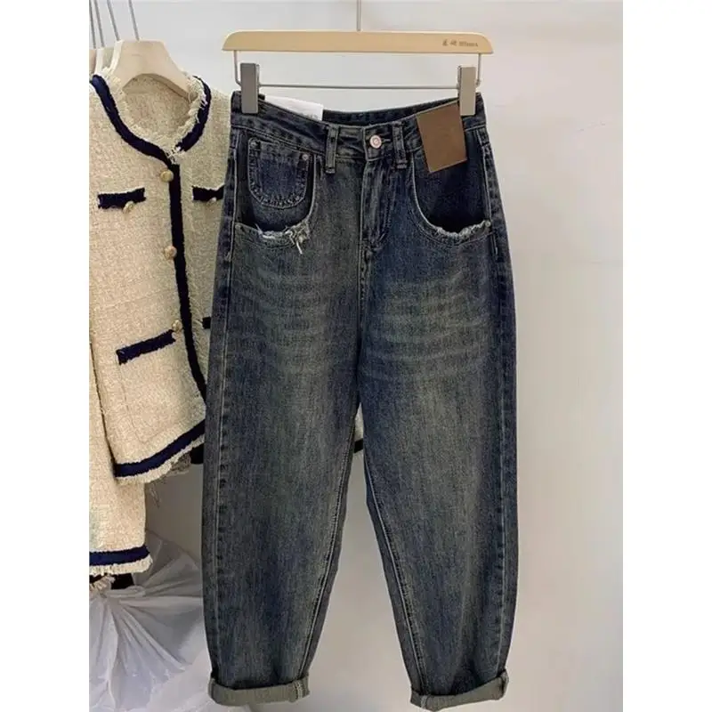 

Loose High Waist Dad Jeans Men's Autumn Winter plus Size 300 Pounds Cucumber Style Casual Harlan Pants Youth Trend Wear