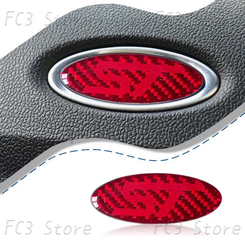 New Car Interior M ST Logo Car Steering Wheel Center Console Carbon Fiber Sticker For Ford Fiesta Focus MK3 MK4 Mondeo Kuga Puma view 2