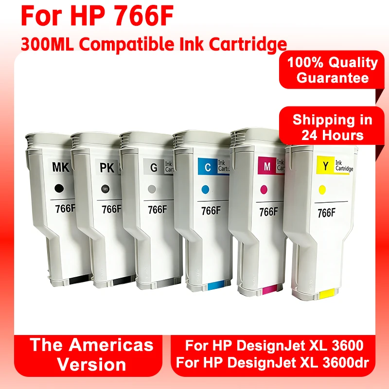 

GACINK для HP 766F HP766F 300 мл, совместимый картридж с чипом для принтера HP DesignJet XL 3600/3600dr, пигментные и красивые чернила