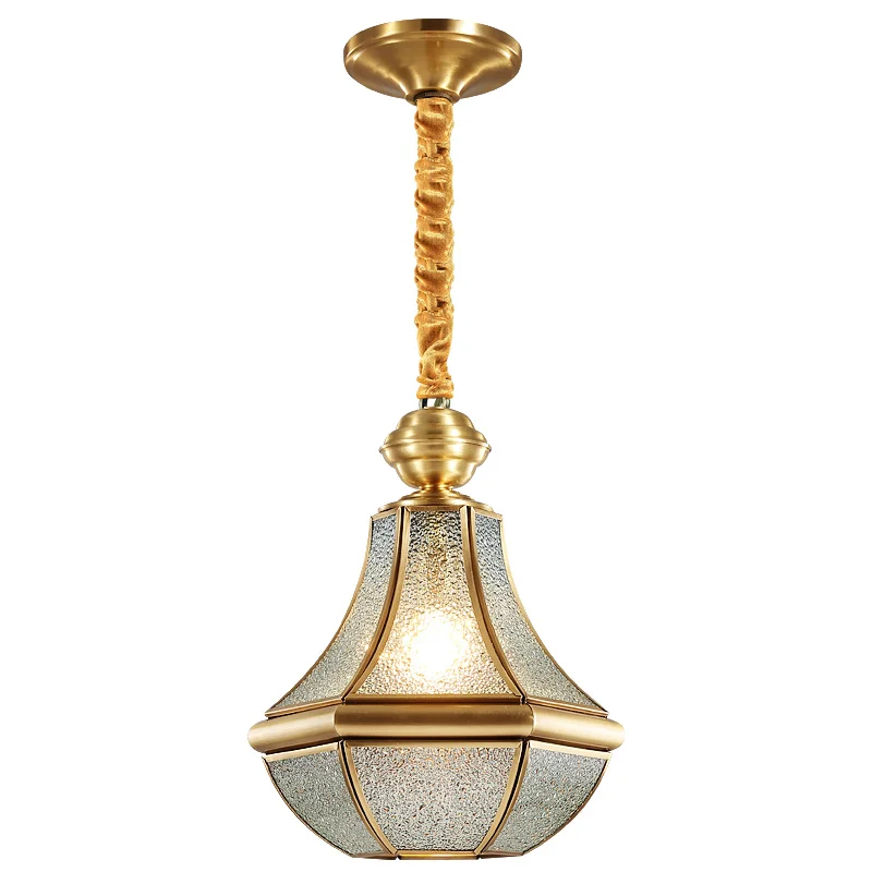 American Style All Copper Pendant Lamps Nordic Bar Kitchen Table LED Hanging Light Minimalist Retro Entrance Balcony Coffee Shop