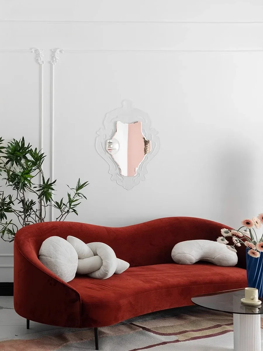 

Curve sofa, French retro technology cloth, light luxury straight row for 3 people, modern fashion velvet fabric